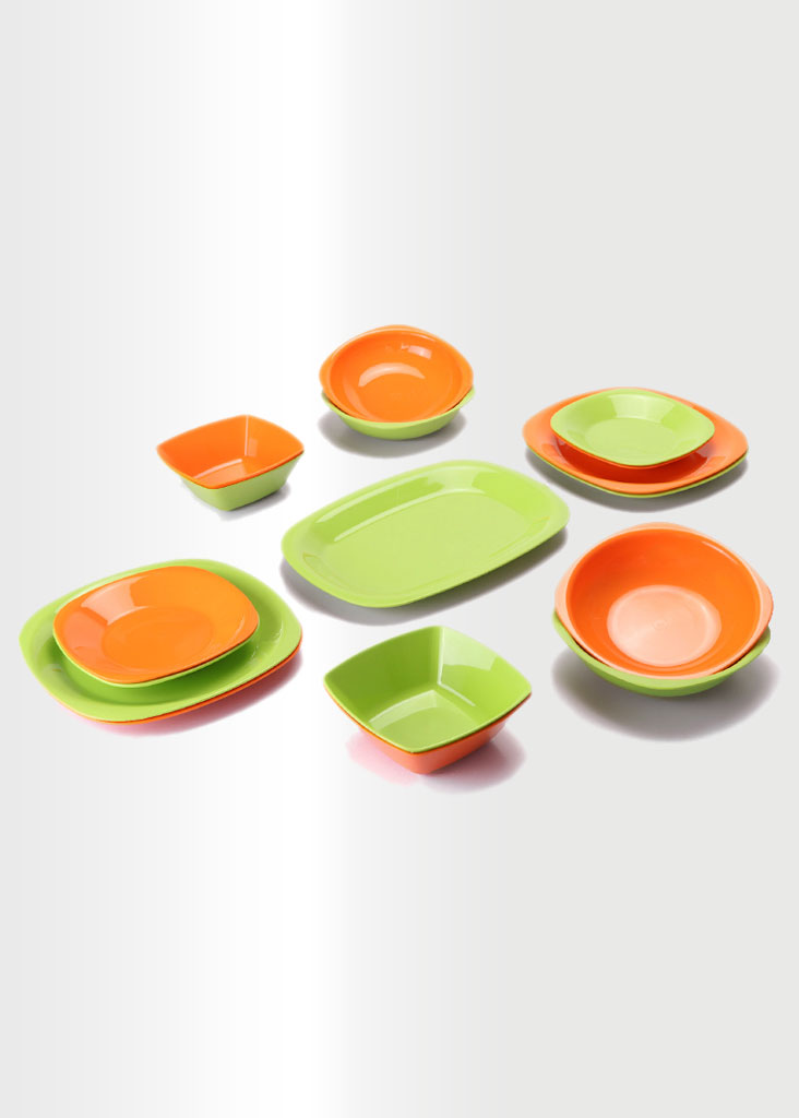 Dinnerware Set - Lime & Orange