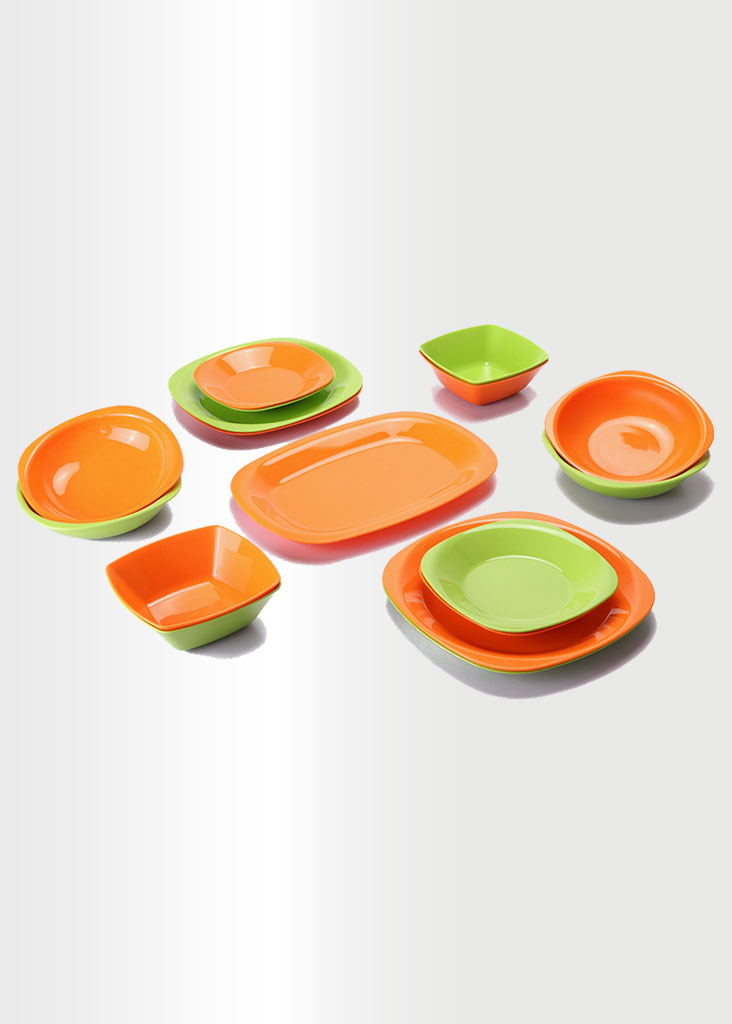 Dinnerware Set - Orange & Lime