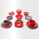 Dinnerware Set – Red & Grey