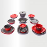 Dinnerware Set - Grey & Red