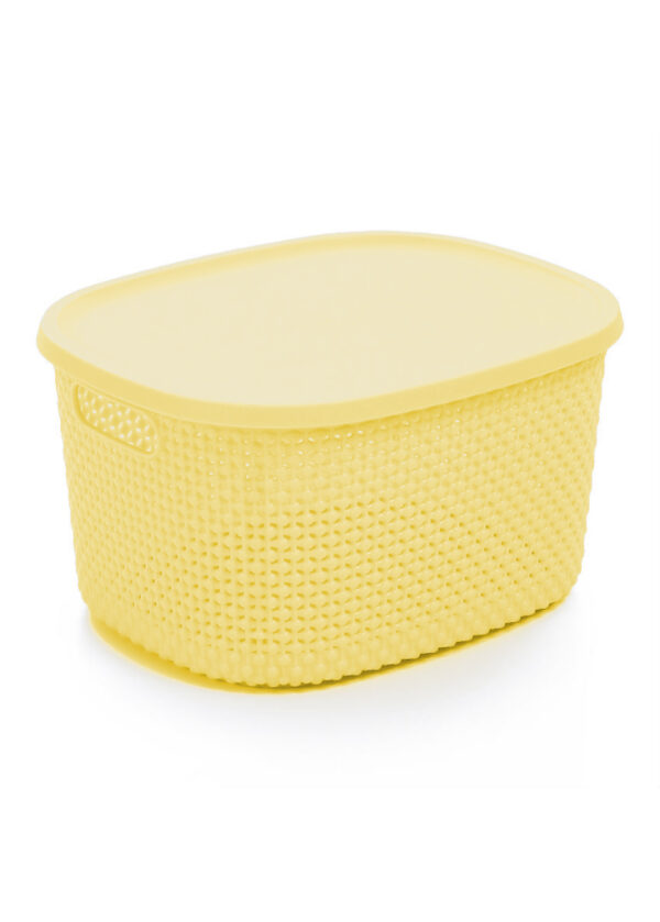 Basket W Cover Large Light Yellow S1