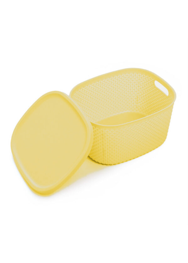 Basket W Cover Large Light Yellow S2