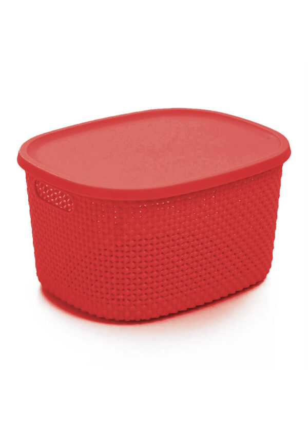 Basket W Cover Large Red S1