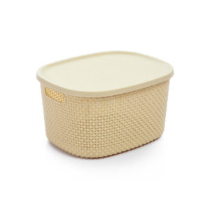Basket W Cover Small Beige