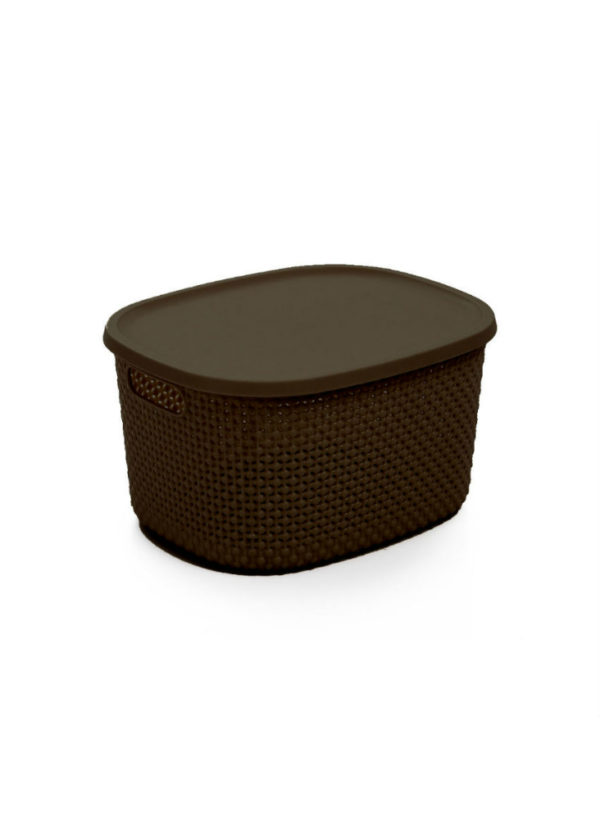 Basket W Cover Small Brown
